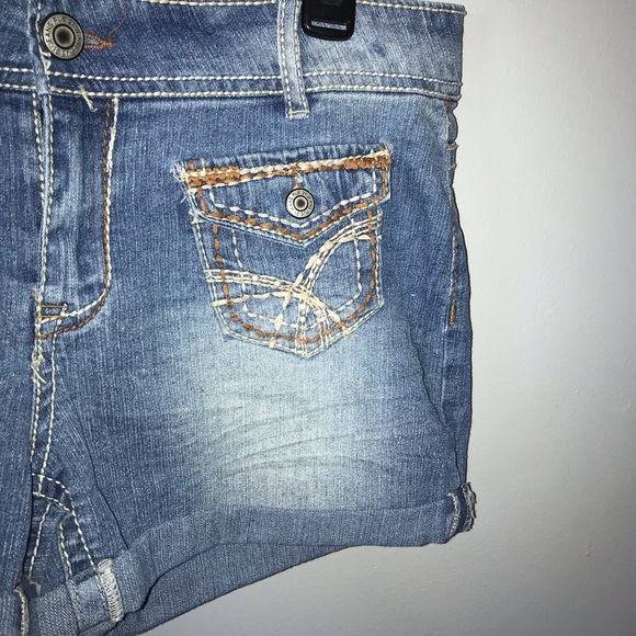 Rue21 Blue Jean Shorts with Tan Stitching - Picture 3 of 4